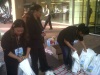 Packing toiletries, toys and sweets...