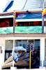Popular hipster hangout the Black Ram is wrapped in corrugated iron roofing from a nearby building as strong winds lash Cape Town