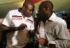 Political activist Stanley Livondo sharing a word with Minister for Fisheries Development Amason Kingi on Saturday at PataPata international club in Malindi. (Alloys Musyoka, News24 user)
