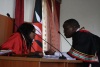 Nakuru County Assembly Speaker Susan Kihika conversing with the county clerk during Thursday’s proceedings (Steve Wambugu, News24 user)
