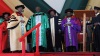 Dedan Kimathi University of Science and Technology senior staff dressing former President Kibaki with a gown when he was receiving a Honorary Doctorate Degree in Humane Letters (Litterarum Humanorum Doctor). Kibaki said education is one of the fastest ways to eradicate poverty. (Wangui Joseph, News24 user)