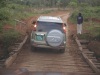 The vehicle carrying the Laikipia Governor Joshua Irungu Wakahora crosses a risky wooden bridge at Nturukuma village in Laikipia. The bridge posses great danger to the area residents. Heavily loaded vehicles cannot pass through. (James Kabotia, News24 user)