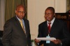 Industrialization and Enterprise Cabinet Secretary, Adan Mohammed, left, and Kenya Accreditation Service CEO Sammy Milgo at the Hilton Hotel during the World accreditation day. World Accreditation Day
