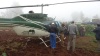 Karatina resident’s jam around the KWS chopper which landed in a maize shamba along Karatina- Nairobi highway at Kangocho area today after the pilot experienced bad weather. (Joseph Mukubwa, News24 user).
