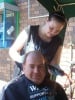 Being shaved at the Shavathon.