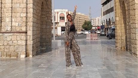 SunGirl Andiswa Ngenyane in the historic city of Jeddah, Old Jeddah, Saudi Arabia. 
