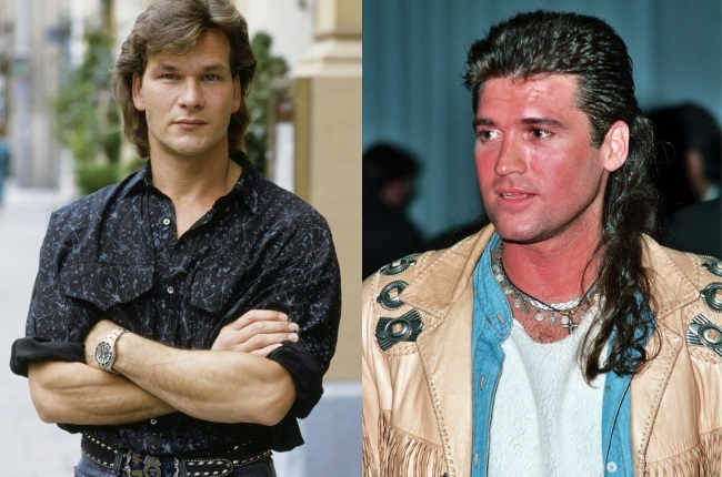 Late actor Patrick Swayze (left) and singer Billy Ray Cyrus were among the famous mullet wearers. (PHOTO: Getty Images/Gallo, Gallo Images/Alamy)