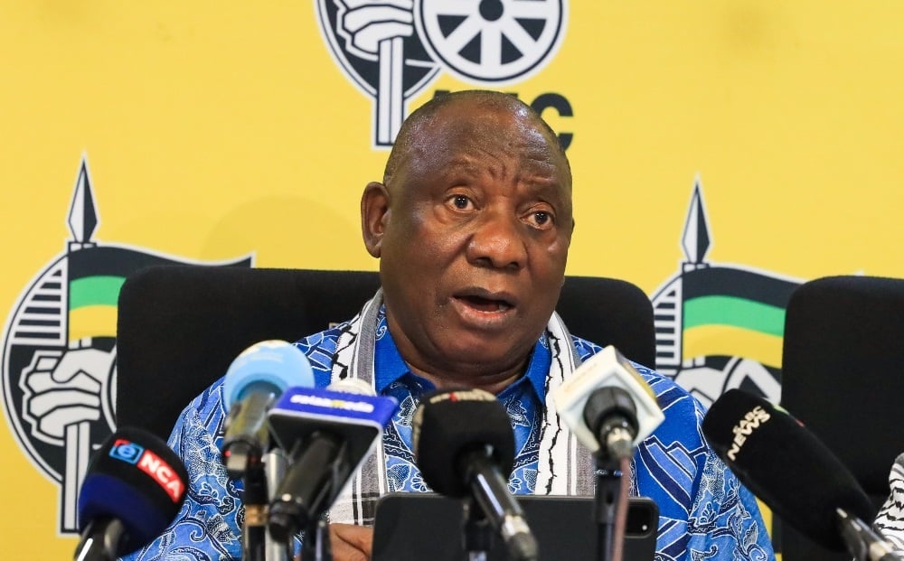 President Cyril Ramaphosa at Chief Albert Luthuli House on 18 December 2023 in Johannesburg, South Africa.