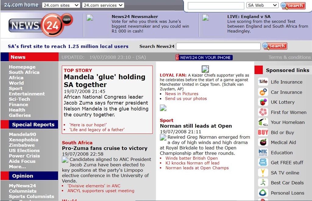 The News24 site in 2008.