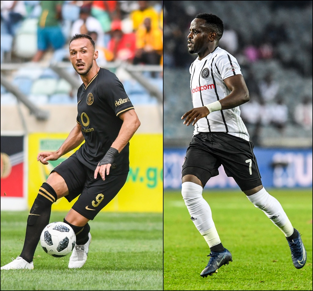 Samir Nurkovic of Kaizer Chiefs and Gabadinho Mhango of Orlado Pirates will battle it out on Saturday.
Photos: Gallo Images 