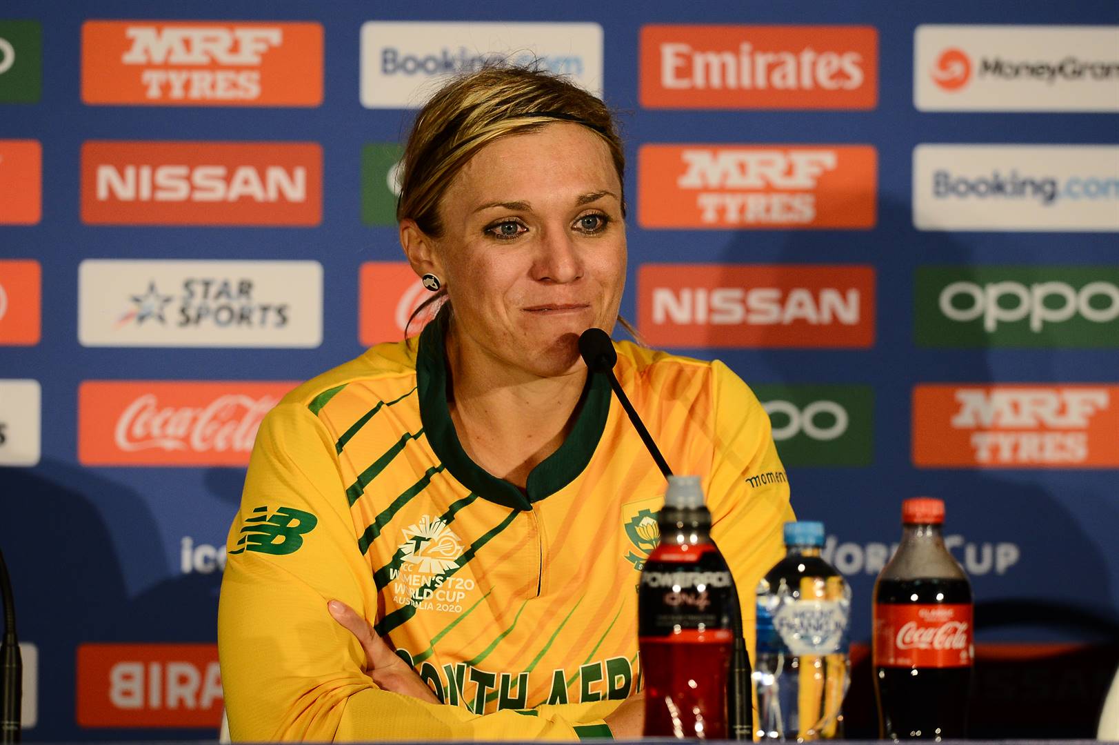 Proteas Women team member Mignon du Preez speaks to the media during the ICC Women’s T20 Cricket World Cup in Perth, Australia, this week. Picture: Isuru Sameera Peiris/Gallo Images