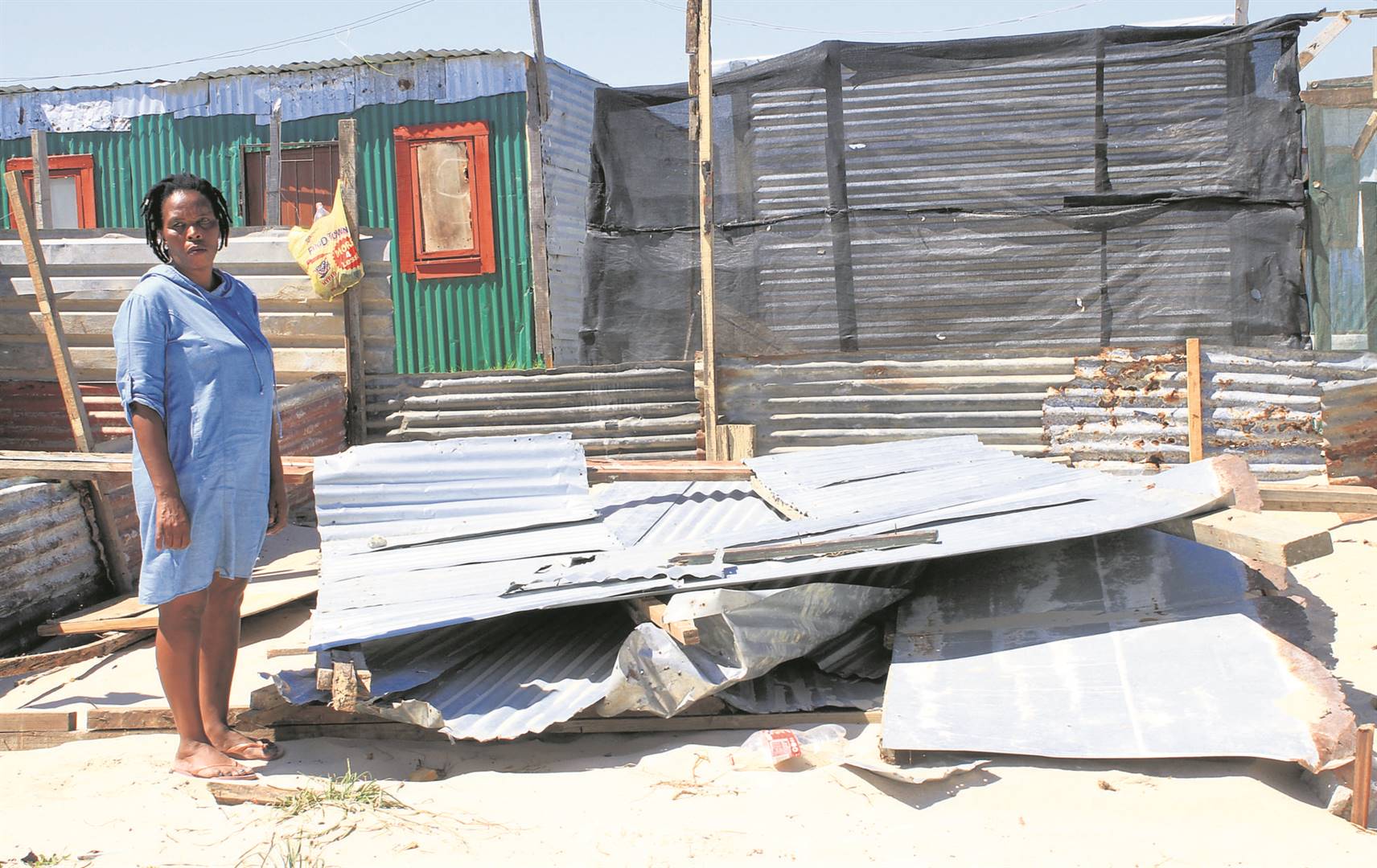 Qandu Qandu street committee chairwoman Ntombomzi Mafaya from Khayelitsha said her shack was destroyed by people who want her to quit her position.              Photo by Lindile Mbontsi