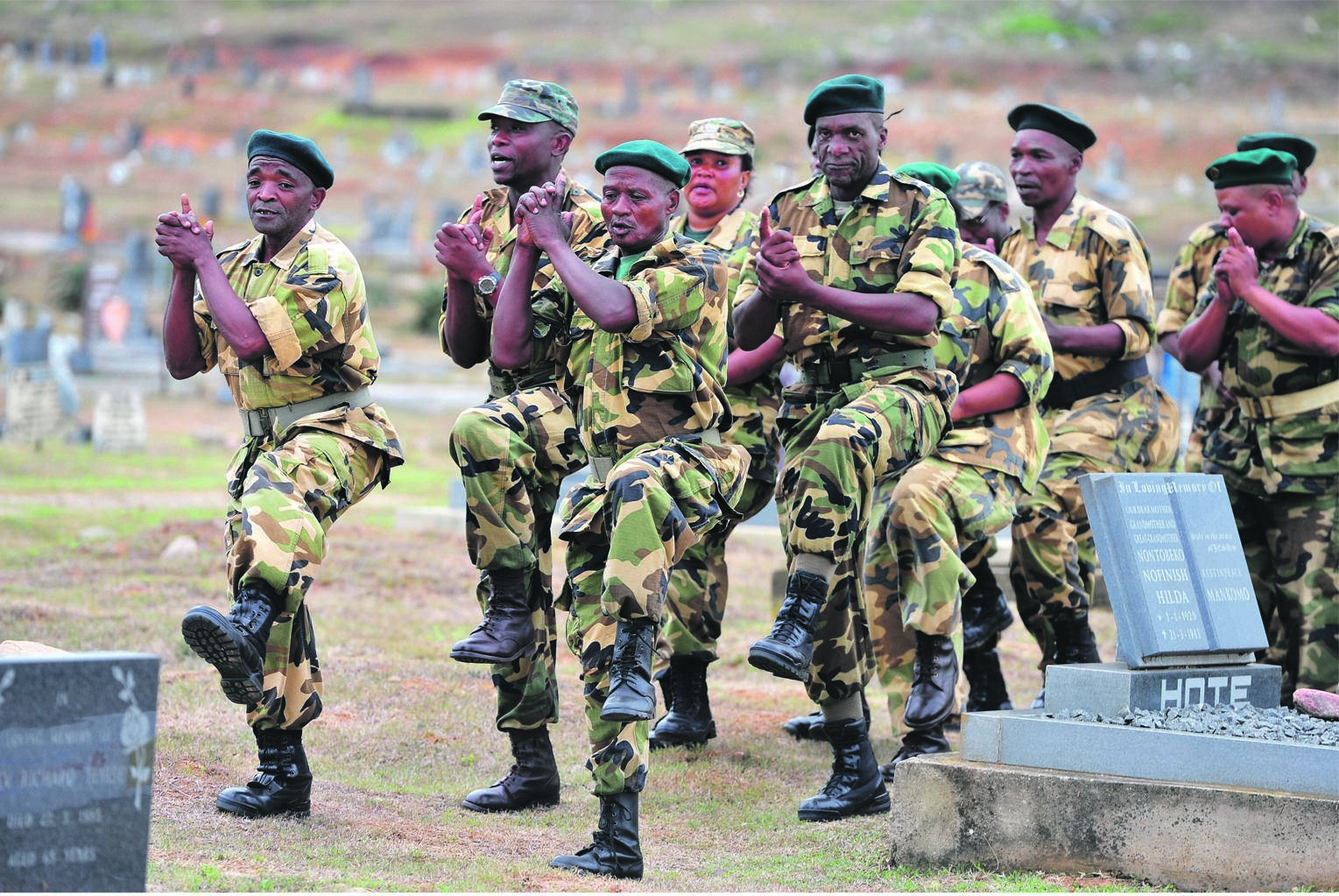 Members of the ANC’s former military wing, Umkhonto weSizwe, perform at a ceremony. The upcoming national conference of the ANC’s former military wing is shaping up to be a bitter face-off between the so-called generals and the foot soldiers. Picture: Deon Ferreira
