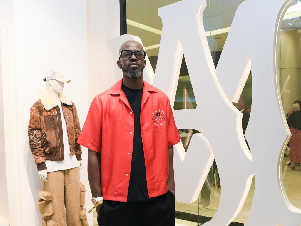 Black Coffee at the launch of his Amiri store in Sandton in partnership with retail pioneer Arie Fabian, J entrepreneur Themba Nkosi and the brand's founder and creative director, Mike Amiri. 