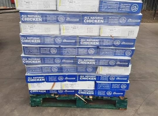 Police found 27 000kg of poultry meat in a storage facility. 