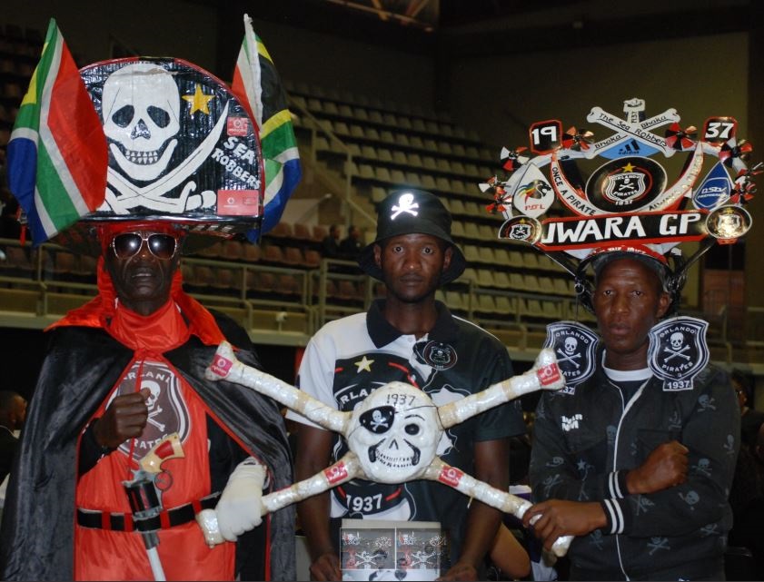 Orlando Pirates fans Kenneth ‘Gunman’ Mgiba, Peter Melato and Phillip Jwara also came pay their last respects to Papi Khomane. Photo by Khaya Masipa