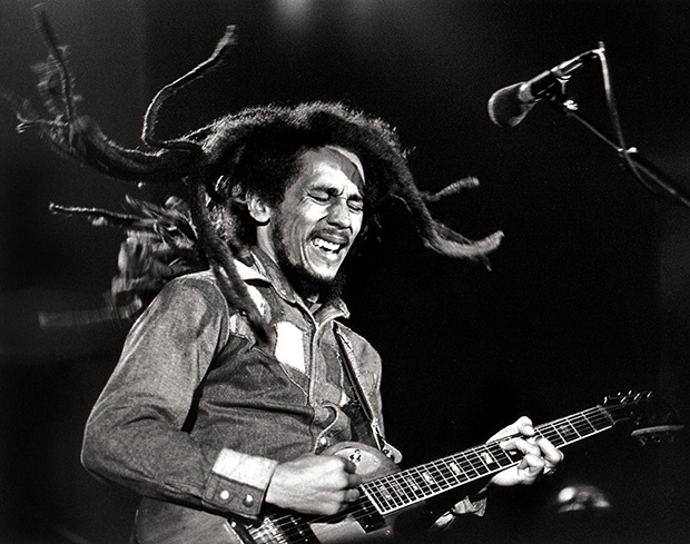 Bob Marley performing on stage