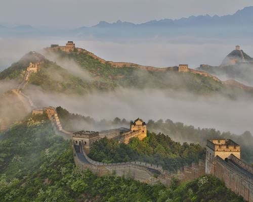 Fog along Great Wall China, Jinshanling