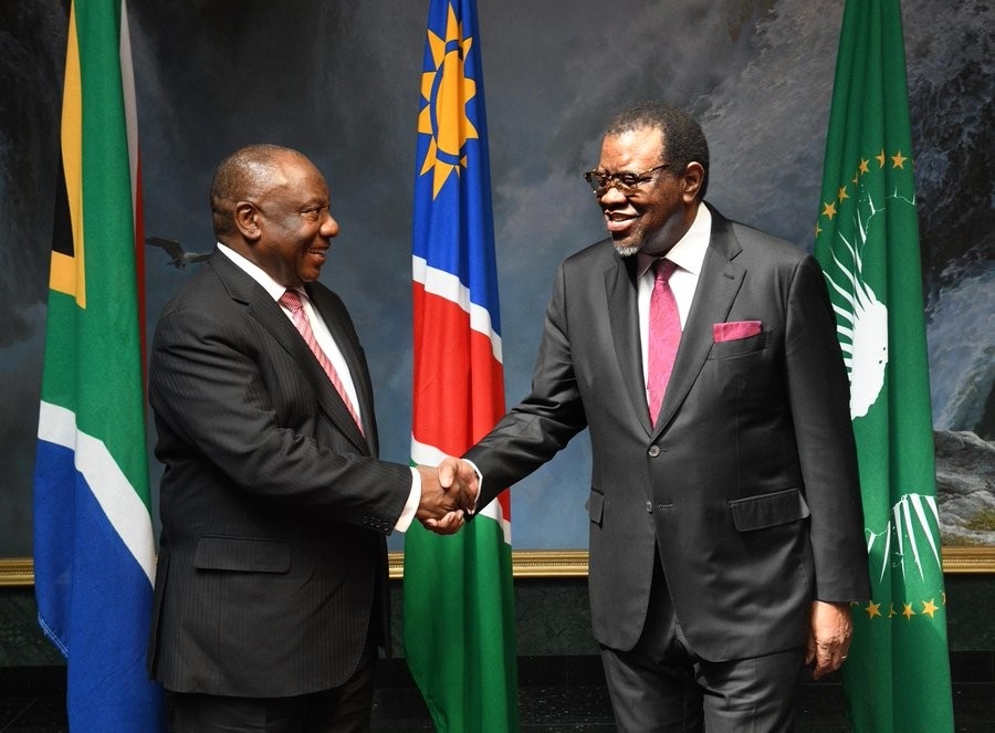 President Cyril Ramaphosa pictured with Namibian President Hage Geingob who died in the early hours of Sunday. 