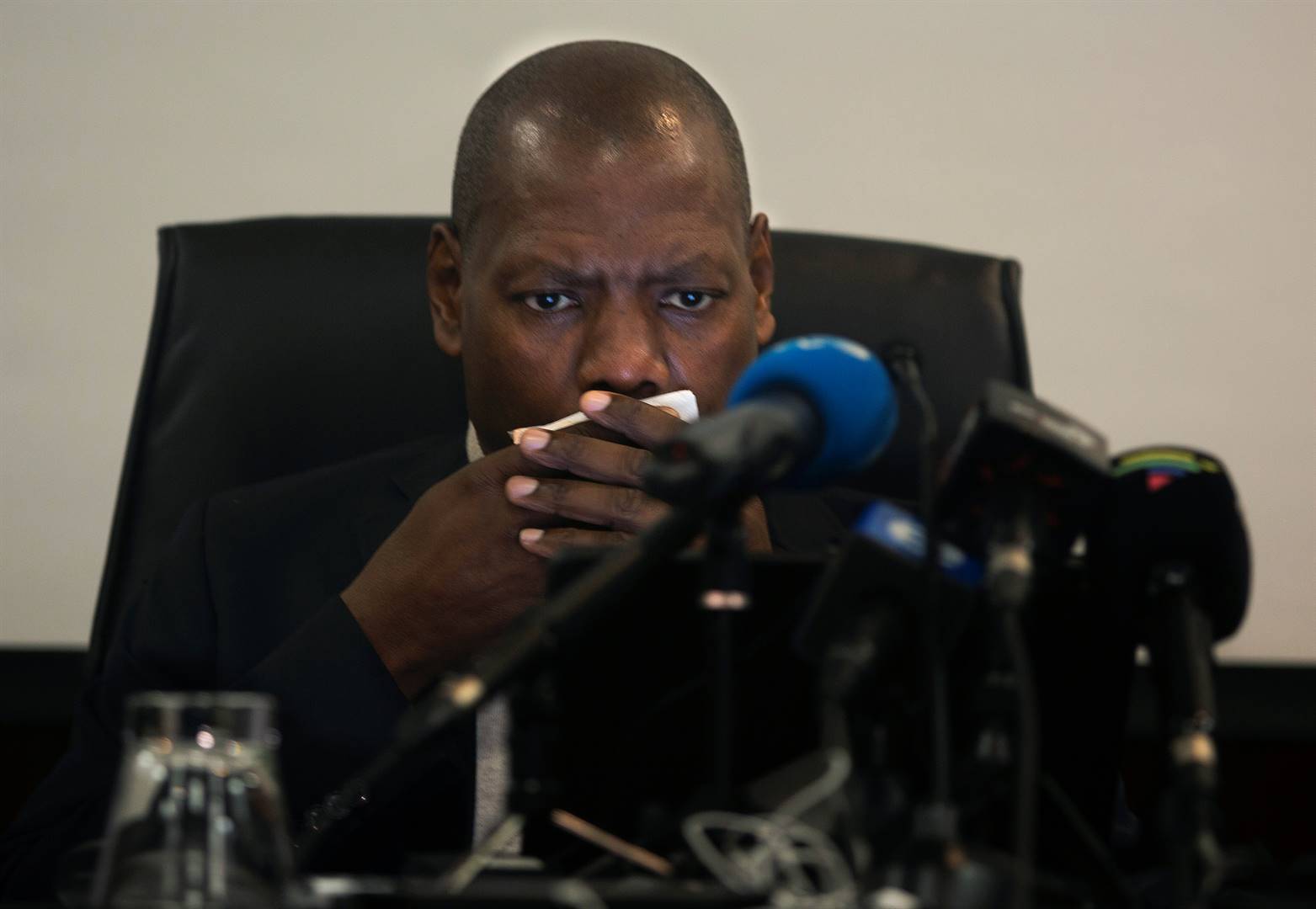 Health Minister Zweli Mkhize speaks at a news conference in Johannesburg on Sunday. Picture: Denis Farrell / AP Photo