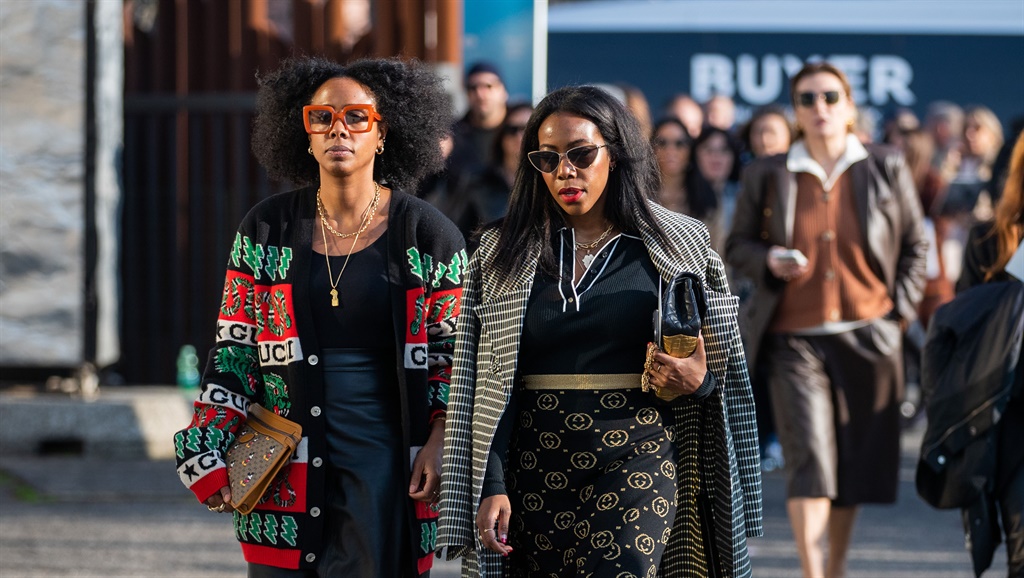 Nicole Martine Chapoteau and Tiffany Reid during Milan Fashion Week (Photo by Christian Vierig/Getty Images)