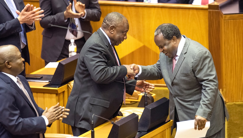 Minister of Finance Tito Mboweni and President Cyril Ramaphosa.