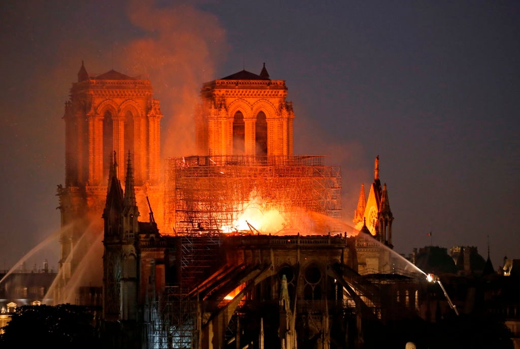 The Notre-Dame cathedral in France going up in Flames. 