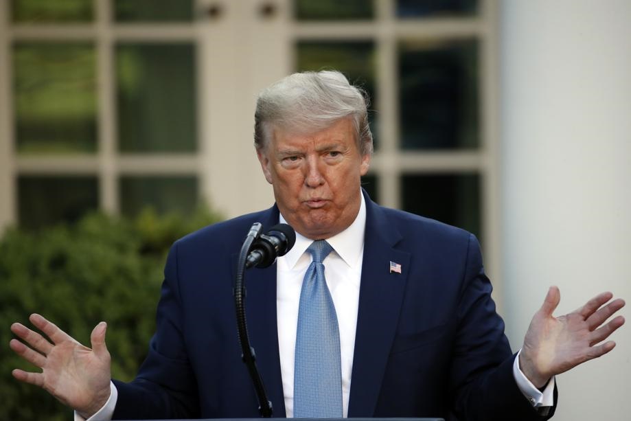 US President Donald Trump speaks about the coronavirus in the Rose Garden of the White House, on Wednesday (April 15 2020) in Washington. Picture: Alex Brandon/AP
