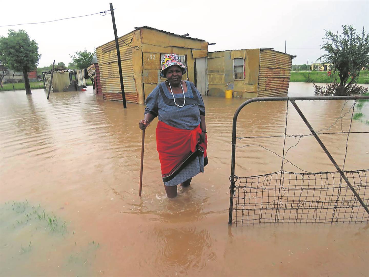 Gogo Josephine Malatjie’s shack in Hammanskraal was flooded with water after heavy rain. Photo by Raymond Morare