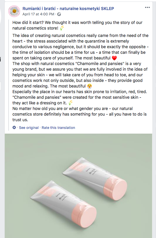 Fictional cosmetics facebook shop helps victims of