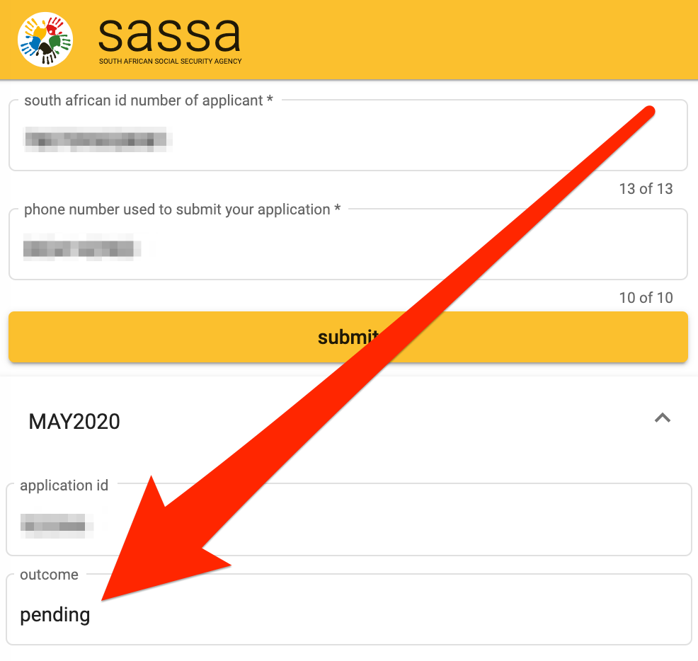Sassa application status: pending