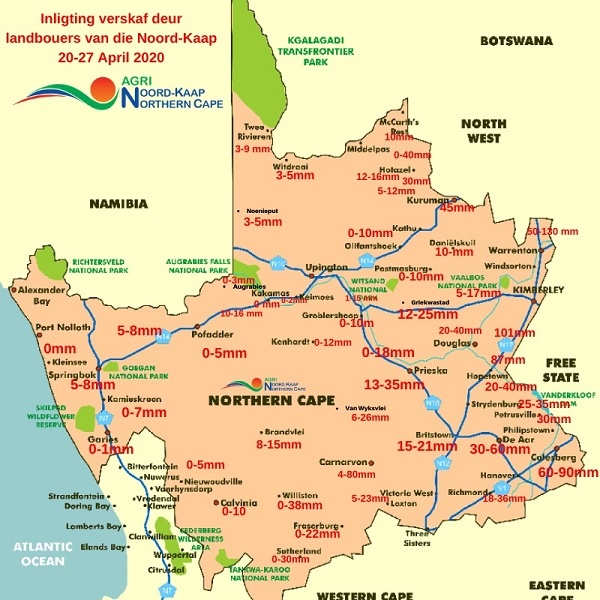 Agri Noord-Kaap kaart 20-27 April 2020