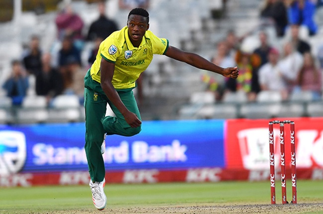  Kagiso Rabada in action in a T20 international against Australia at Newlands on 26 February 2020 (Photo by Ashley Vlotman/Gallo Images)