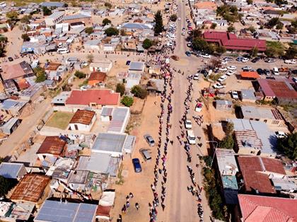 Residents of the Olievenhoutbosch township in Cent