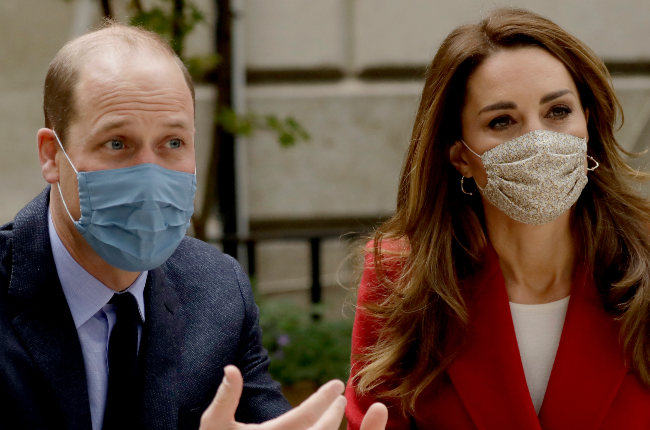 Prince William and Kate Middleton covered up during a visit to St Bartholomew's Hospital in London last month to meet frontline workers (Photo: Gallo Images/Getty Images)