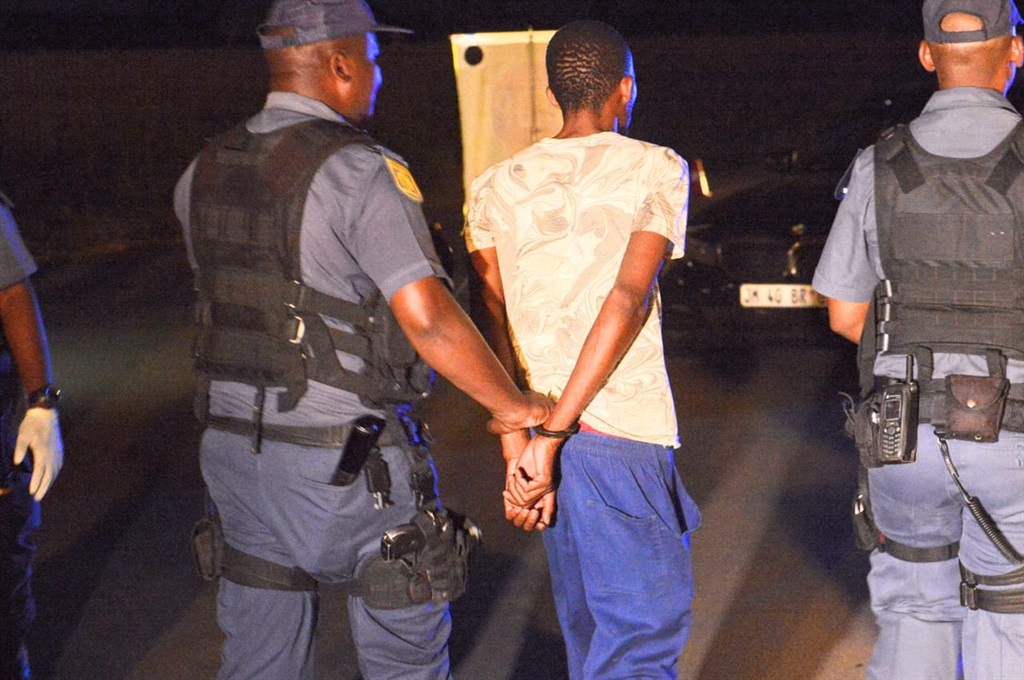 Suspect arrested during Operation Shanela in north of Tshwane on Saturday night. Photo by Raymond Morare