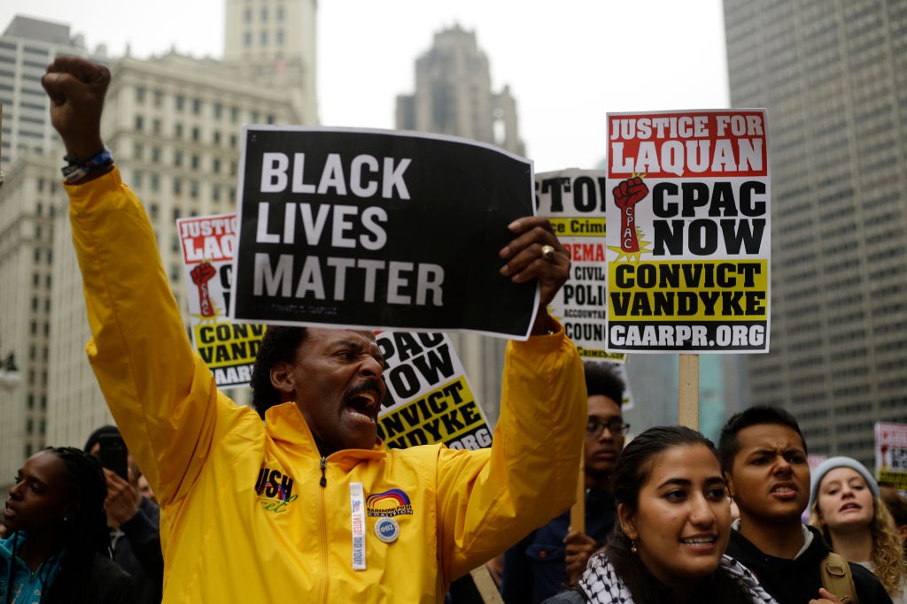 The shooting of black men in the US has inspired the Black Lives Matter movement. (Joshua Lott/Getty Images)