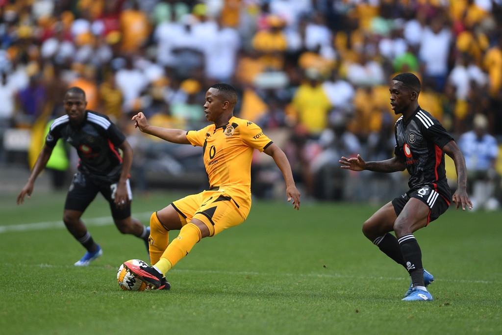 Nkosingiphile Ngcobo and Thabang Monare during the DStv Premiership match between Kaizer Chiefs and Orlando Pirates at FNB Stadium on 11 November 2023 in Johannesburg, South Africa.