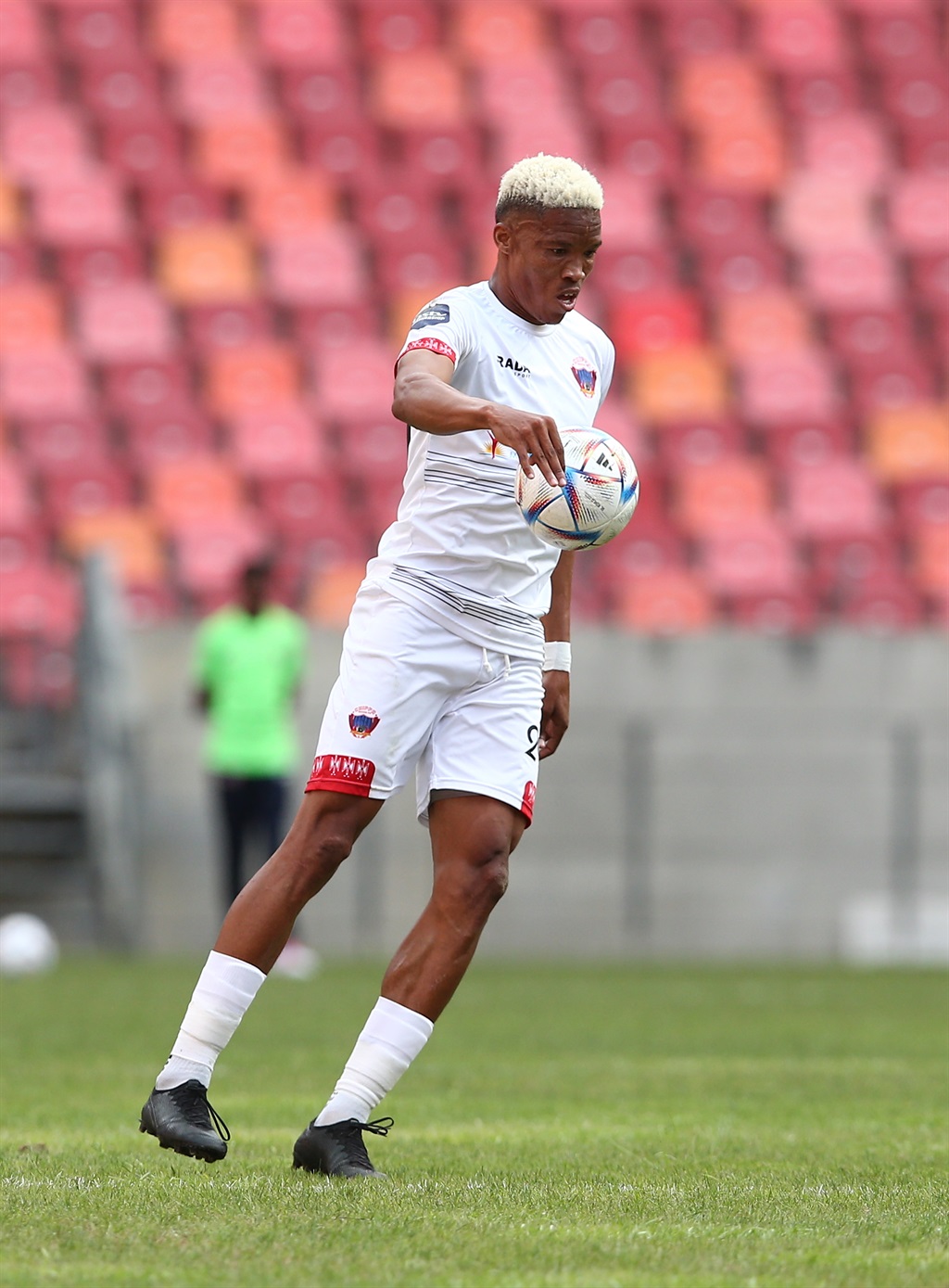 GQEBERHA, SOUTH AFRICA - FEBRUARY 26: Elmo Kambindu of Chippa United during the DStv Premiership match between Chippa United and Swallows FC at Nelson Mandela Bay Stadium on February 26, 2023 in Gqeberha, South Africa. (Photo by Richard Huggard/Gallo Images)