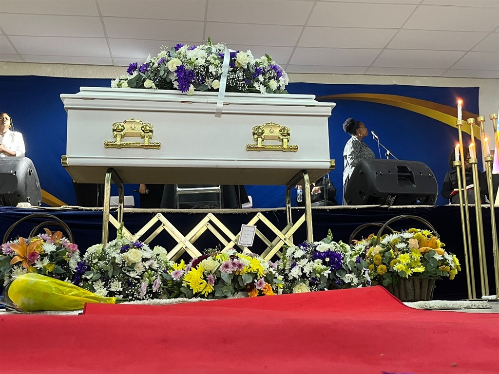 The coffin of little Keeya Mbulawa during her funeral service in Soweto on Thursday.  Photo by Nhlanhla Khomola