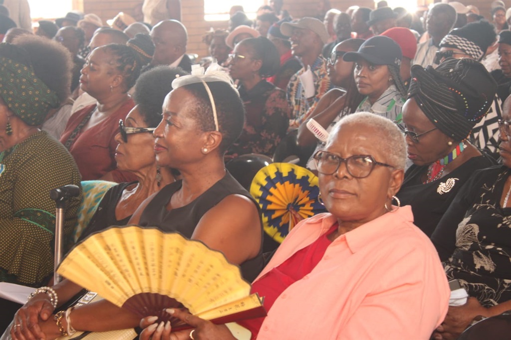 Legendary actress Thembi Nyandeni (right) was among the people who attended the memorial service for Thapelo Mofokeng in Orlando East on Thursday. Photo by Phuti Mathobela