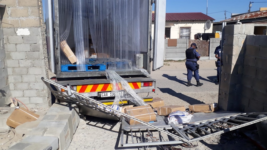 This truck has been recovered after it was hijacked by thieves who then stole chicken from it. 