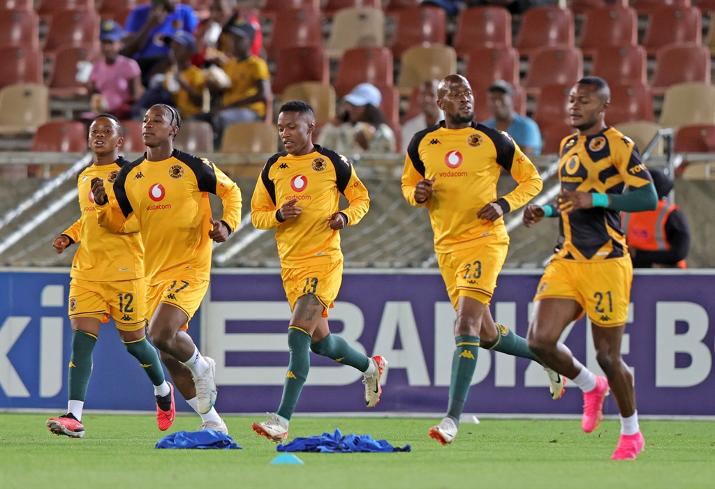 Pule Mmodi (c) of Kaizer Chiefs warming up with teammates during the DStv Premiership 2023/24 match between Sekhukhune United and Kaizer Chiefs at Peter Mokaba Stadium in Polokwane on 30 December 2023 