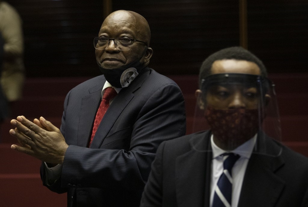 Former South African President Jacob Zuma appears at the Pietermaritzburg High Court.
