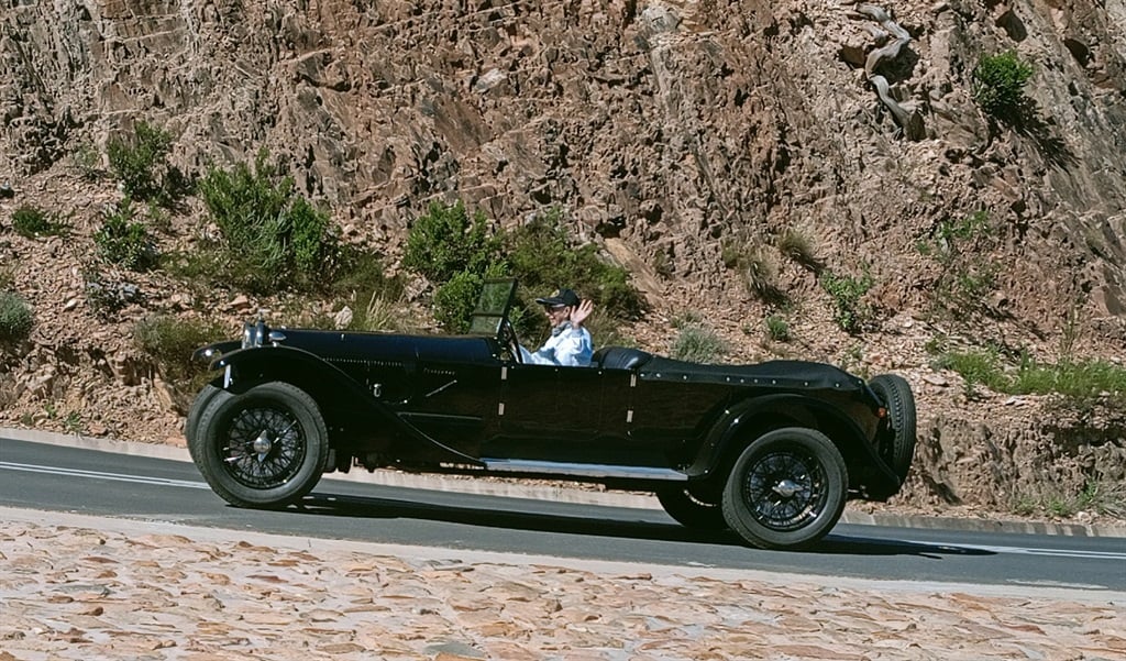 Climbing the Du Toit's Kloof pass in a 1927 Lancia Lambda.