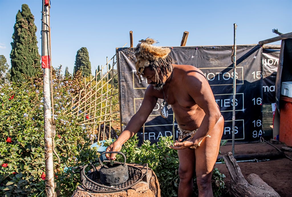 The Khoisan who have been camping on the lawn of the Union Buildings in Pretoria for two and a half years have now set up a greenhouse in which they want to grow dagga.  Photo: Deon Raath