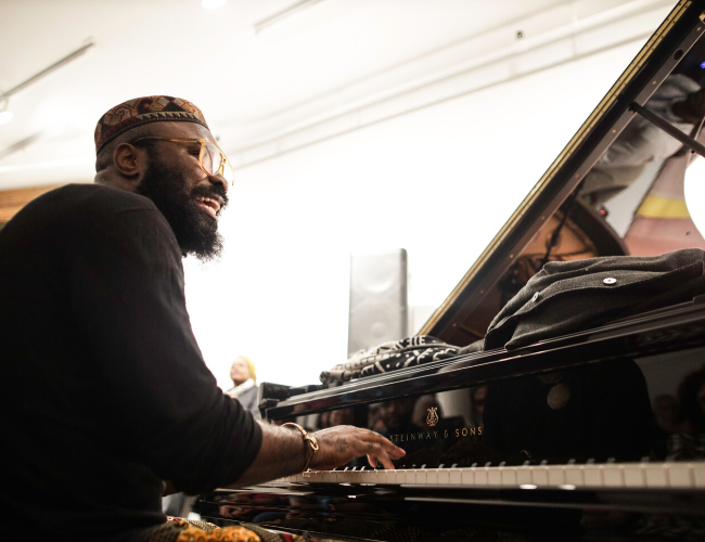 Nduduzo Makhathini playing a Steinway Piano (Photo: Jati Lindsay/ Supplied)