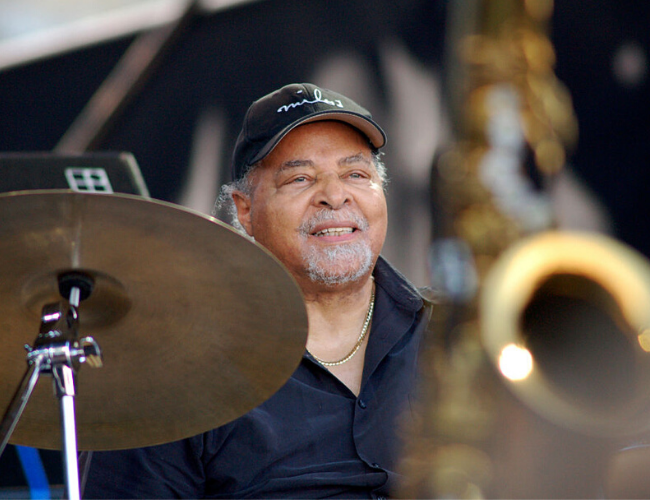 Drummer Jimmy Cobb performing at the JVC Jazz Festival in New Port, Rhode Island. (Photo by Steve Schapiro/Corbis via Getty Images)
