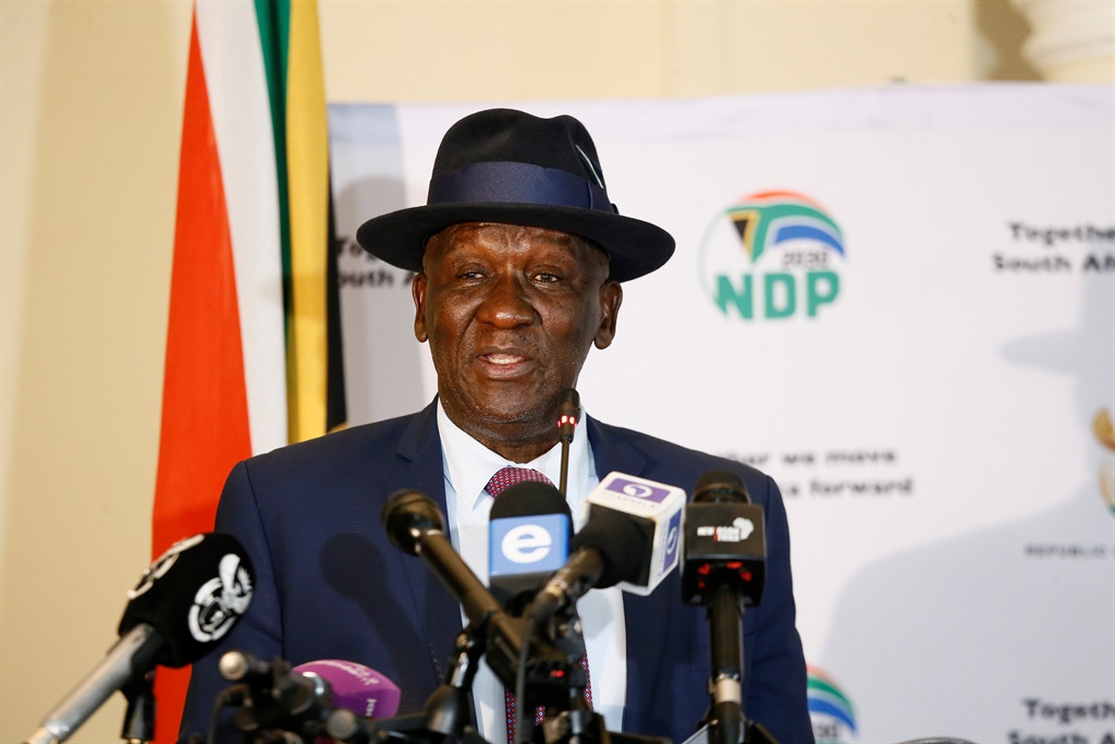  Minister of police, Bheki Cele briefs the media .(Photo by Gallo Images/Phill Magakoe)