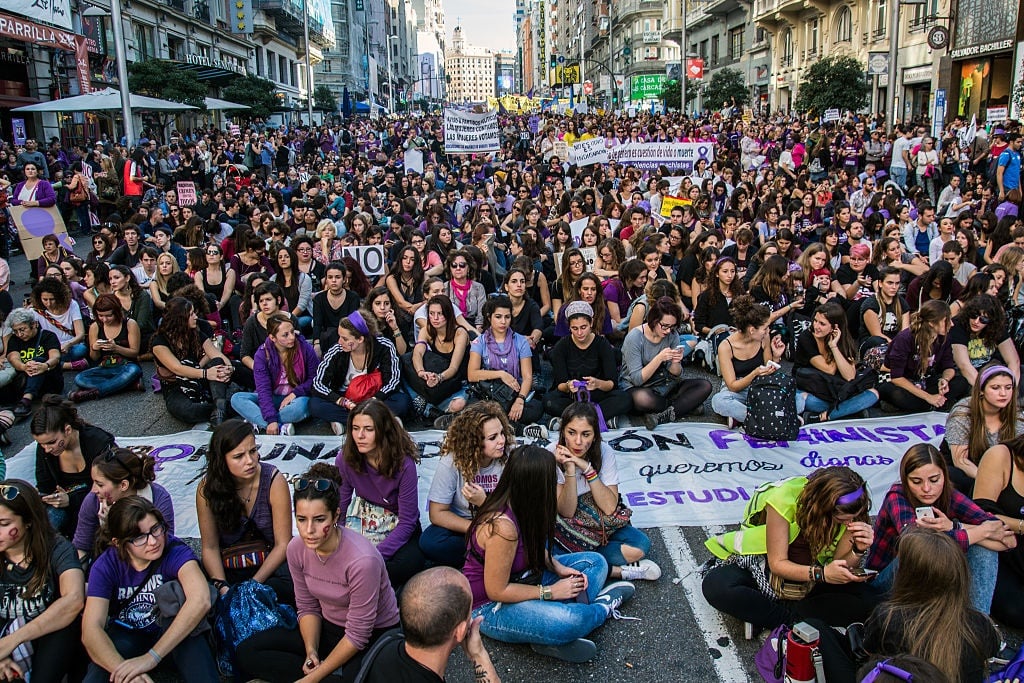 MADRID, SPAIN - 2015/11/07: Thousands demonstratin